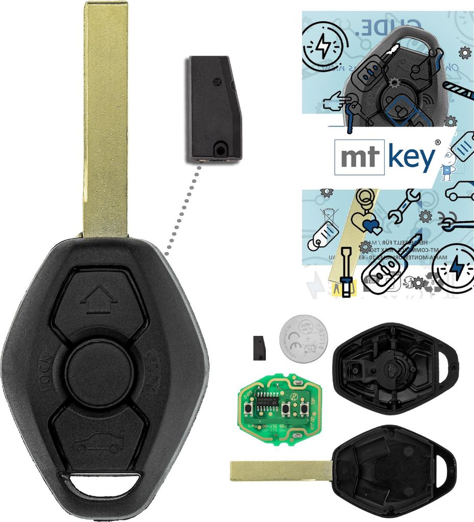 MT-KEY Funk Schlüssel HU92R 434MHZ Fernbedienung ID48 kompatibel mit BMW 3er E46 Z3 E46/7 5er E39 7er E38 X3 E83 X5 E53 Z4 E85 E86 Z8 Autoschlüssel