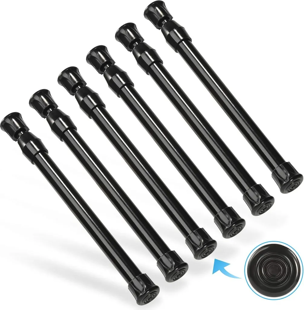 Tringles de vitrage réglables noires pour rideaux et placards de cuisine