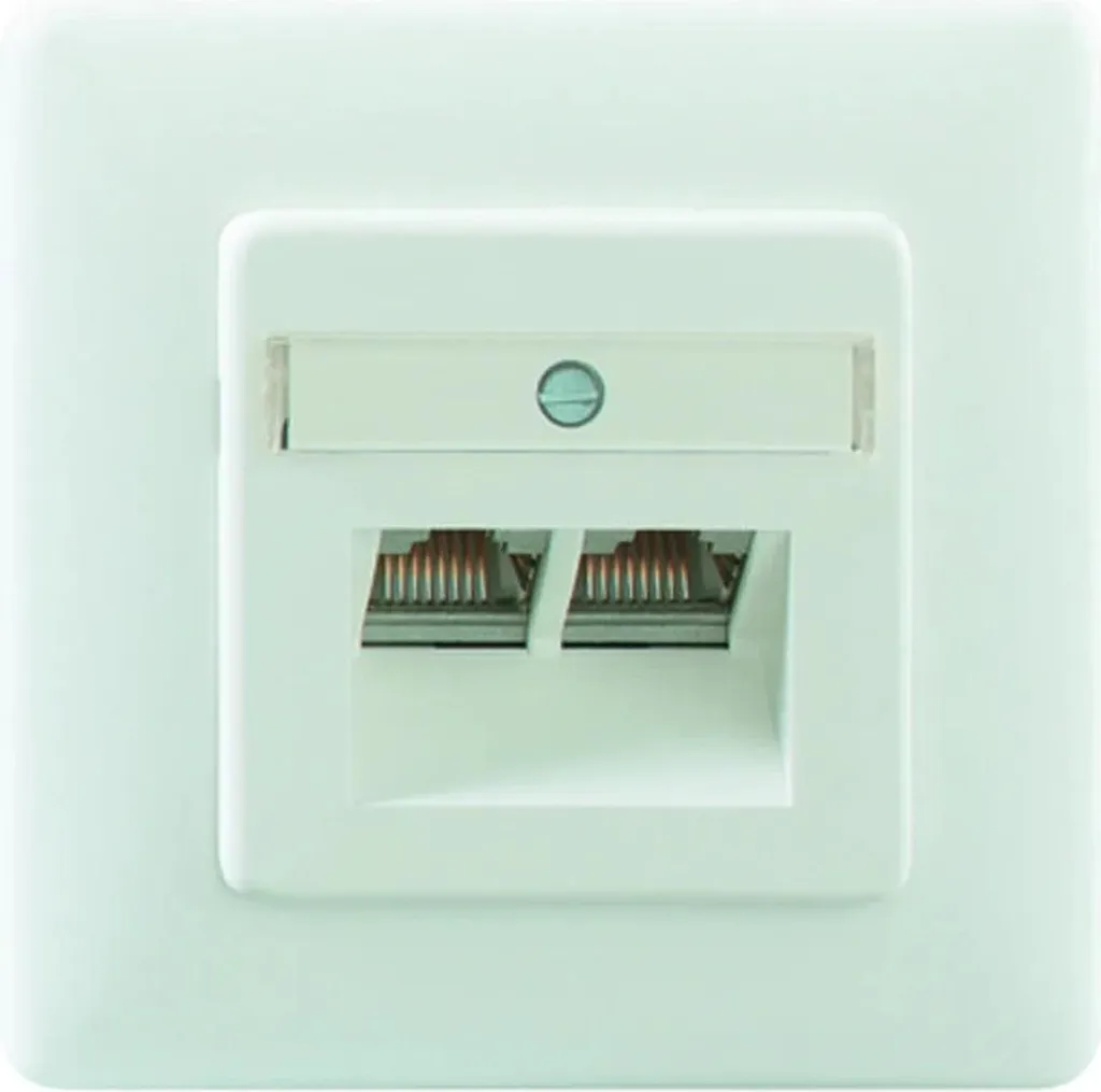 Prise réseau RJ45 double Cat 6A Rutenbeck pour encastrement mural