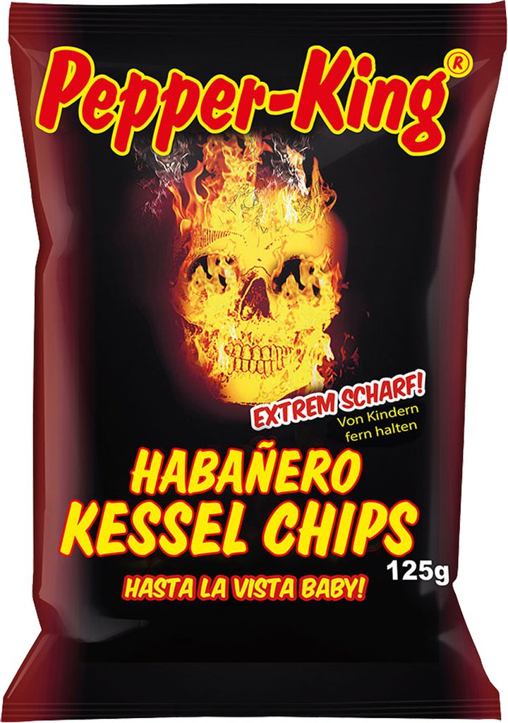 Verpackungsbild XOX Pepper King Habanero Chips extra scharf mit Chiliaroma pur 125g