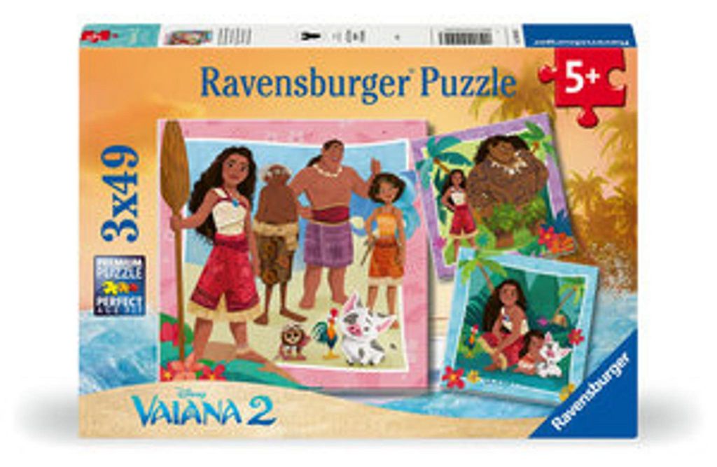 Kinderpuzzle 3x49 Teile - Disney Vaiana 2 - Auf, zu en Produktbild 