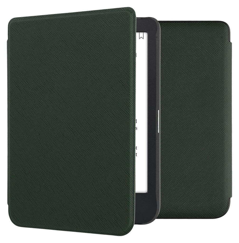 kwmobile Klapphülle kompatibel mit Kobo Clara 2E / Tolino Shine 4 Hülle - eReader Case aus Kunstleder - Cover - Dunkelgrün