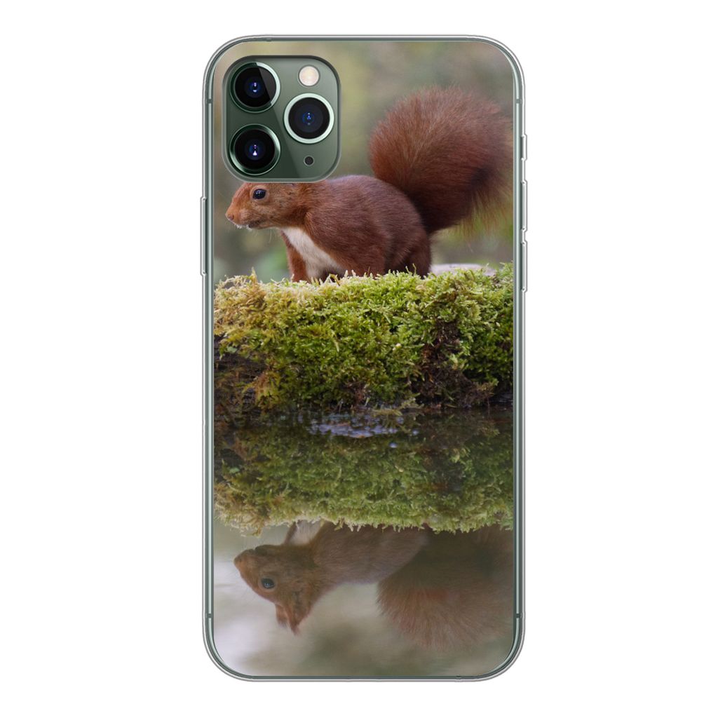 MuchoWow Handyhülle Schutzhülle Hülle für iPhone 11 Pro Max Waldtiere - Wasser - Moos Silikon Softcase Handy Hülle - Schutz