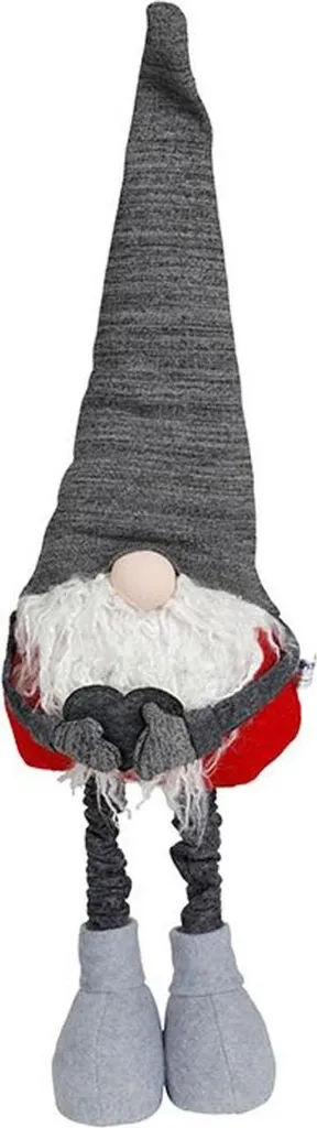 Nain de Noël stable 84 cm - Figurine ajustable qui ne tombe pas - Gris