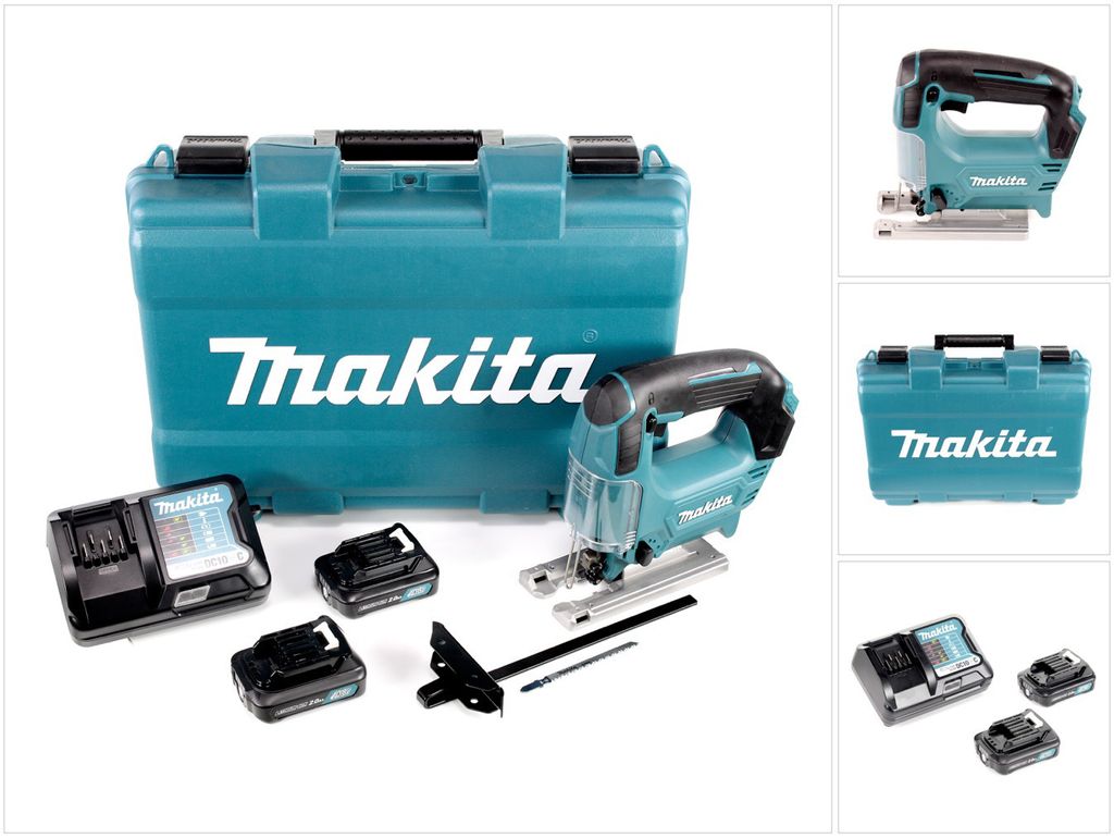 Makita JV 101 DWAE 10,8 V Akku Pendelhub Stichsäge + 2 x 2 Ah 10,8 V Akku + 1 x Ladegerät + Transportkoffer