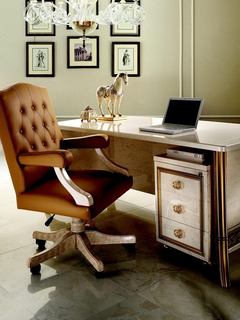 Chefsessel Bürosessel Office Sessel Stuhl Chef Leder Barock Rokoko Designer
