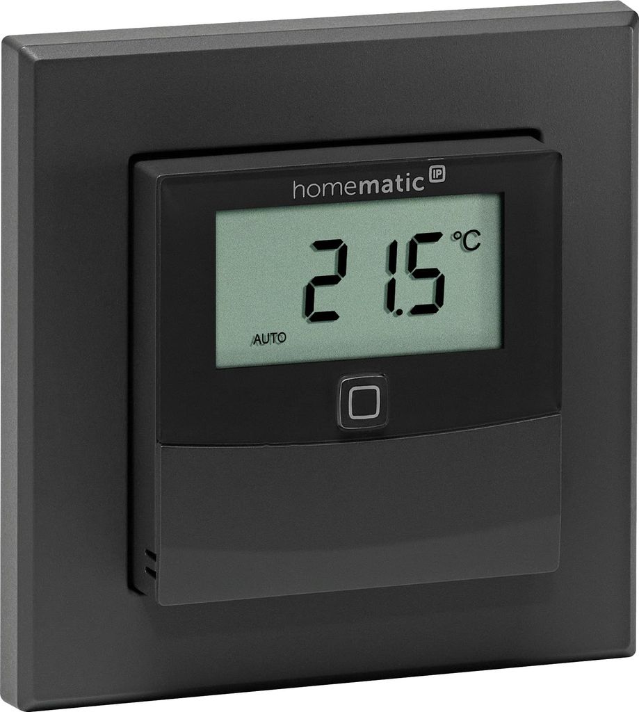Homematic IP Smart Home Temperatur- und Luftfeuchtigkeitssensor mit Display – innen, anthrazit, steuert Heizkörper/Fußbodenheizung per App, Ale...