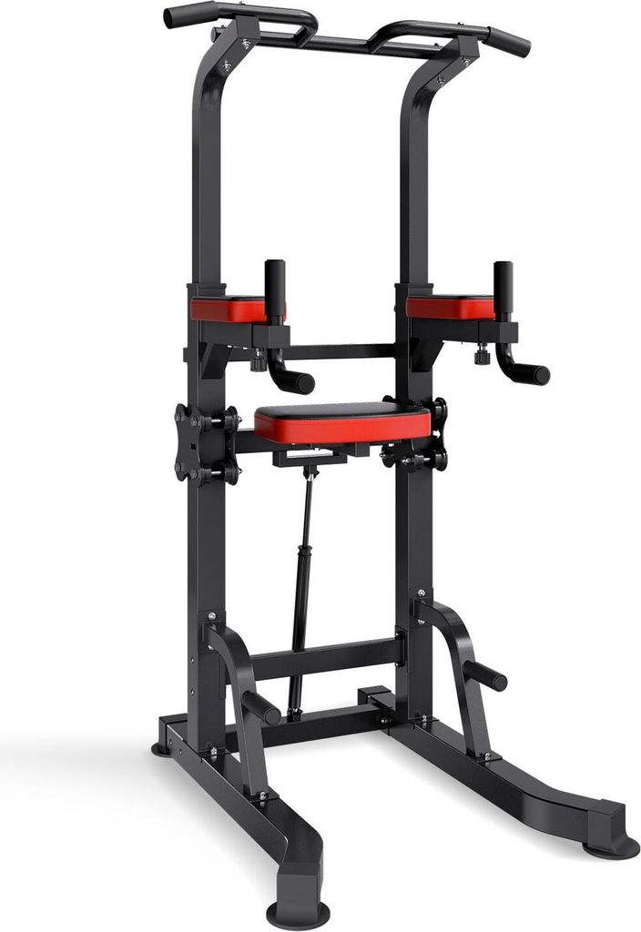 Pull Up Bar, 150kg Power Tower Dip Station, Workout Dip Station with H-Shaped Stable Base & Assistance Platform, Adjustable 9 Level Height Pullup S...