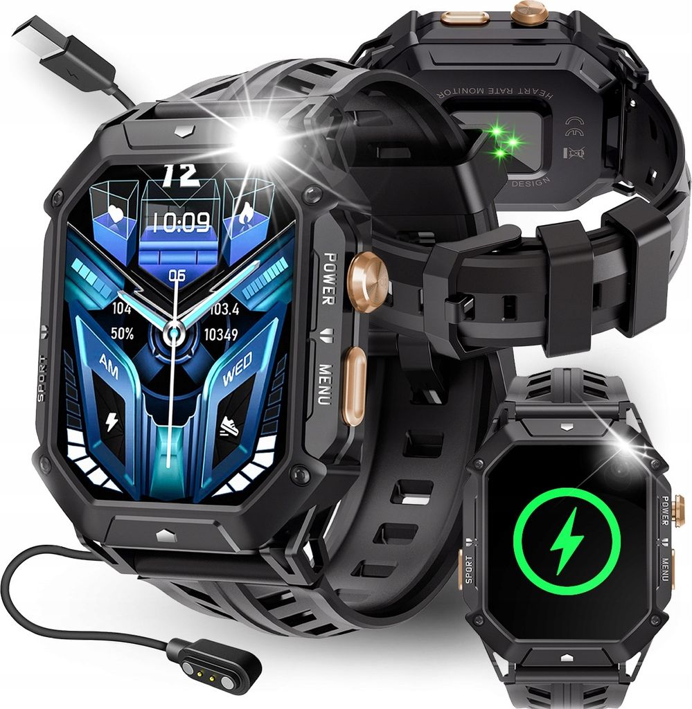 Smartwatch Męski Militarny Wodoodporny Rozmowy Polskie Menu Zdjęcie produktu 