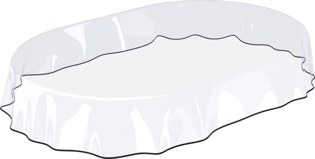 Tischdecke Klara 0,3mm Wachstuch PVC abwaschbar Durchsichtig Transparent Oval 160x140cm mit Band-Kante