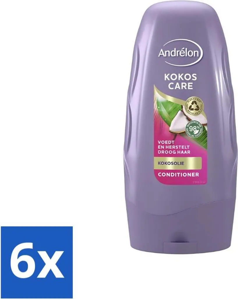 Andrélon Coconut Care Conditioner - Idratazione profonda - 250 ml - Value pack - 6 pezzi