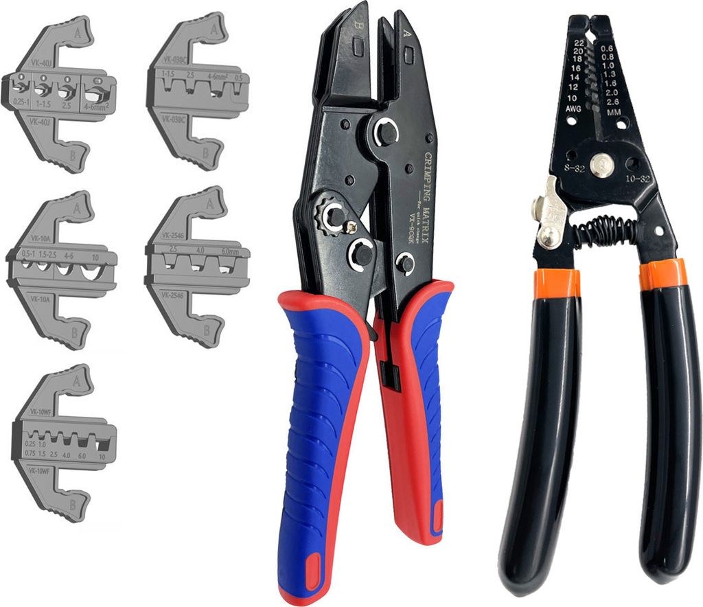 Crimpwerkzeugsatz mit Box Multifunktions-Ratschen-Drahtabisolierzange Kabelschuh-Crimpzange für Aderendhülsen/Nylon/isolierte/nicht isolierte Kle...
