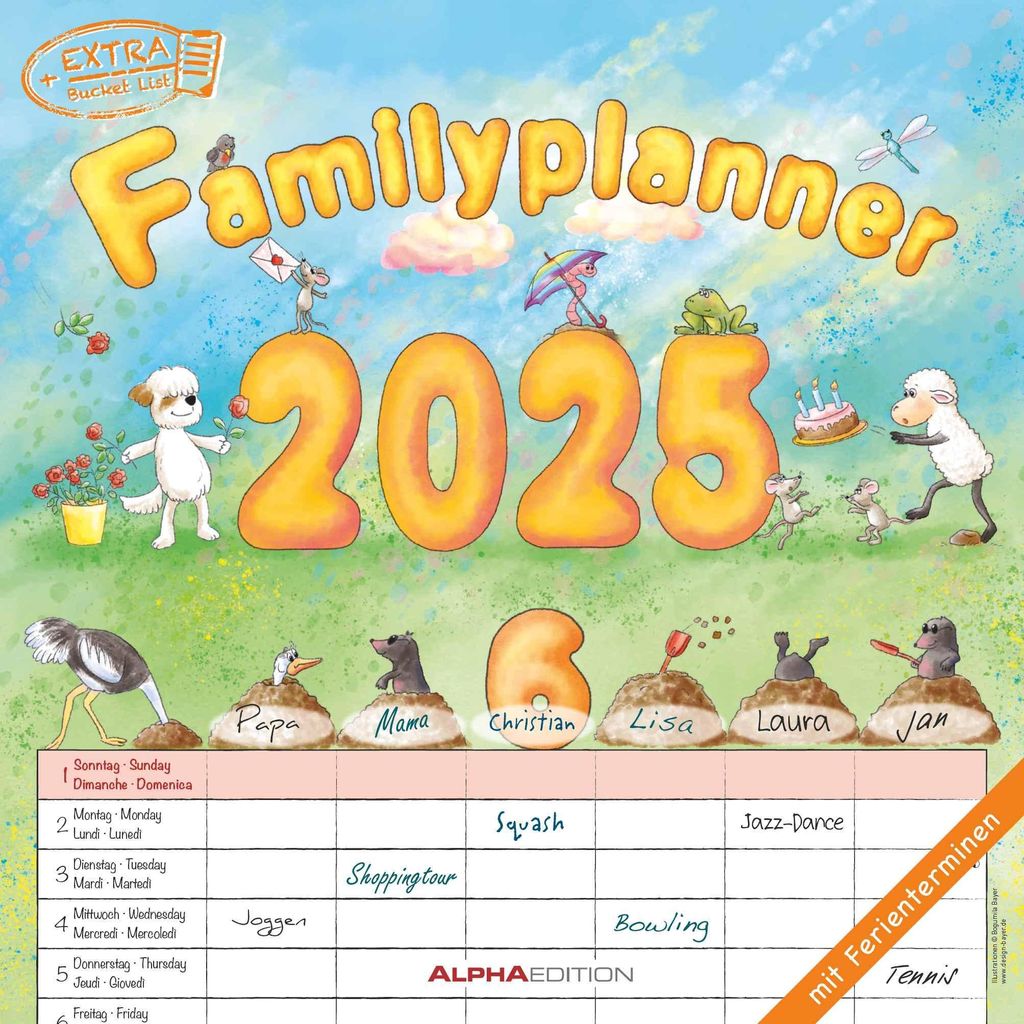 Alpha Edition - Familienplaner Cartoon 2025 Produktbild 1