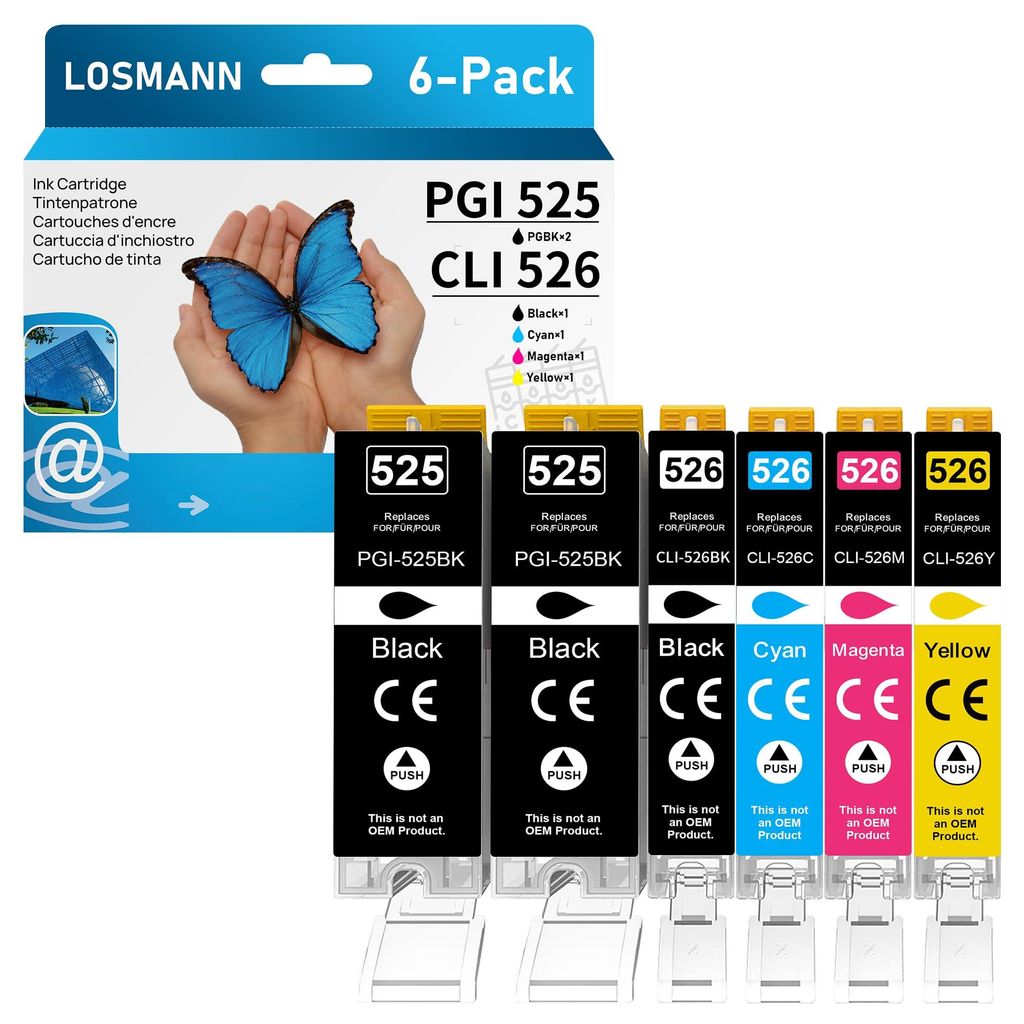 Cartuchos de tinta compatibles LOSMANN PGI-525 CLI-526 para Imagen del producto 