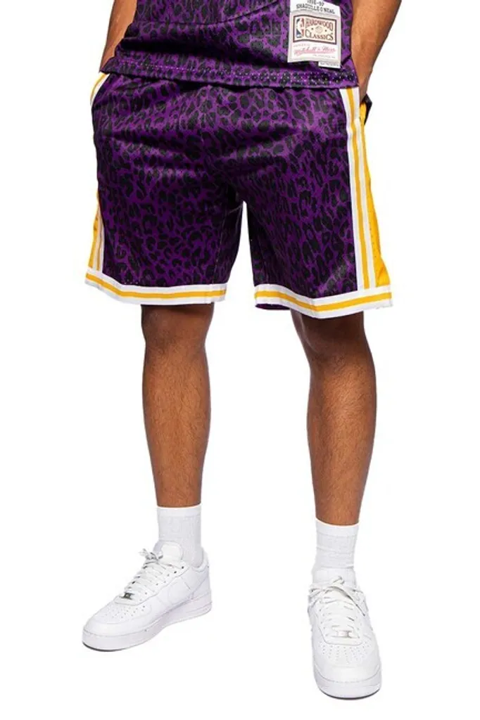 Short Mitchell & Ness Lakers NBA Wild Life Violet Taille L pour Homme
