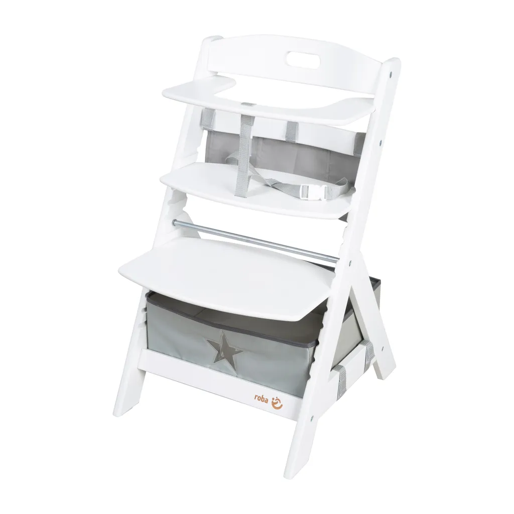 Chaise Haute Repas Bébé roba Liv Up Blanche Evolutive avec Organiseur