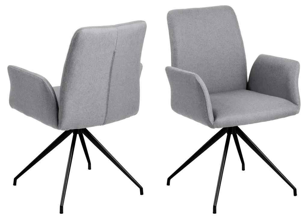 Chaise pivotante Nadine : confort ergonomique gris clair et métal