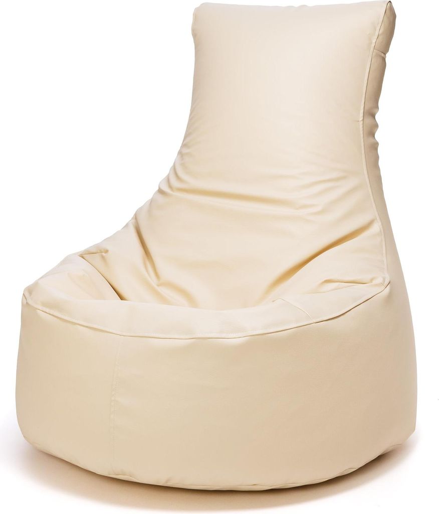 Ecopuf - Sitzsack Bean Bag aus Kunstleder 85 x 70 x 35 cm SEAT Beige E2