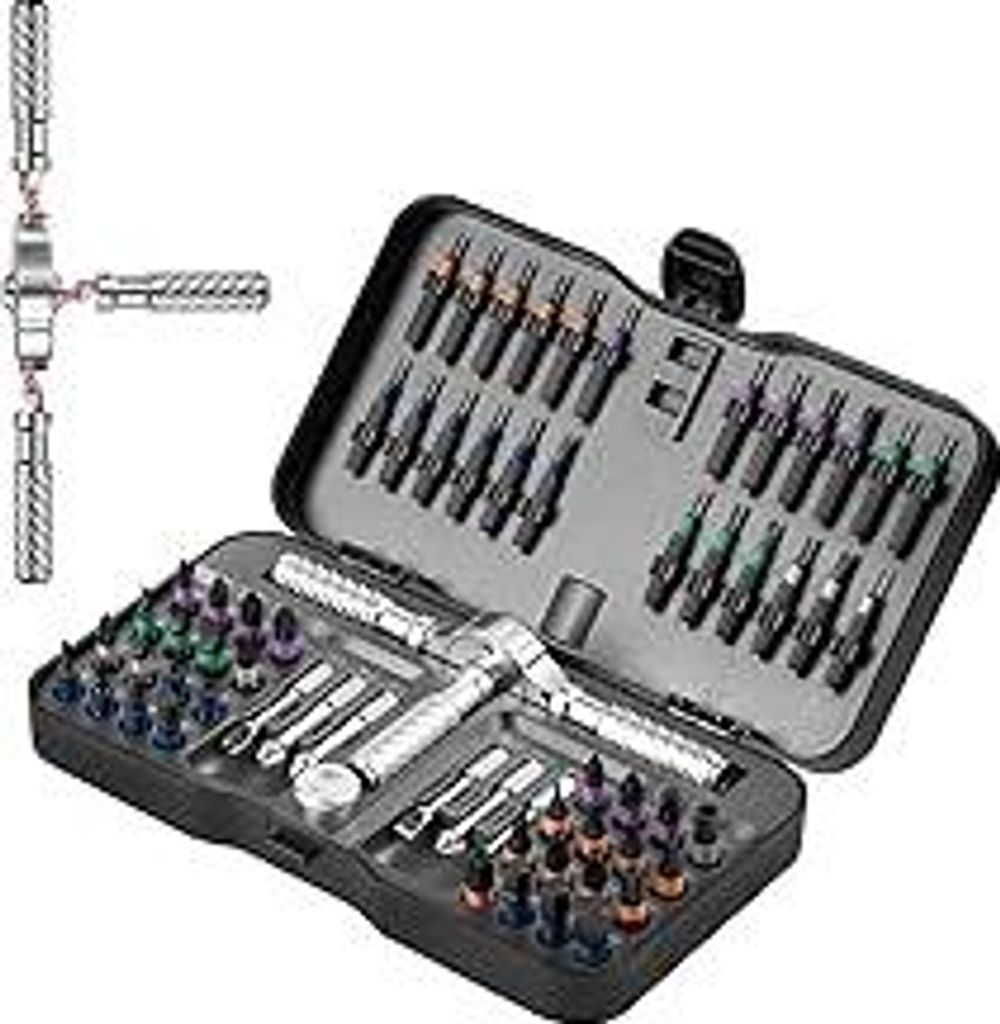Ratschen Schraubendreher Set, 66 in 1 Magnetisch Schraubendreher Set, S2-Stahlbits, DIY-Kombinations-Biegsame Welle, Geeignet für Möbelmontage, P...