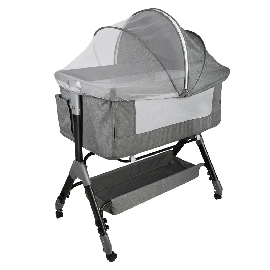 Lit d'appoint pour allaitement nocturne réglable avec matelas Gris