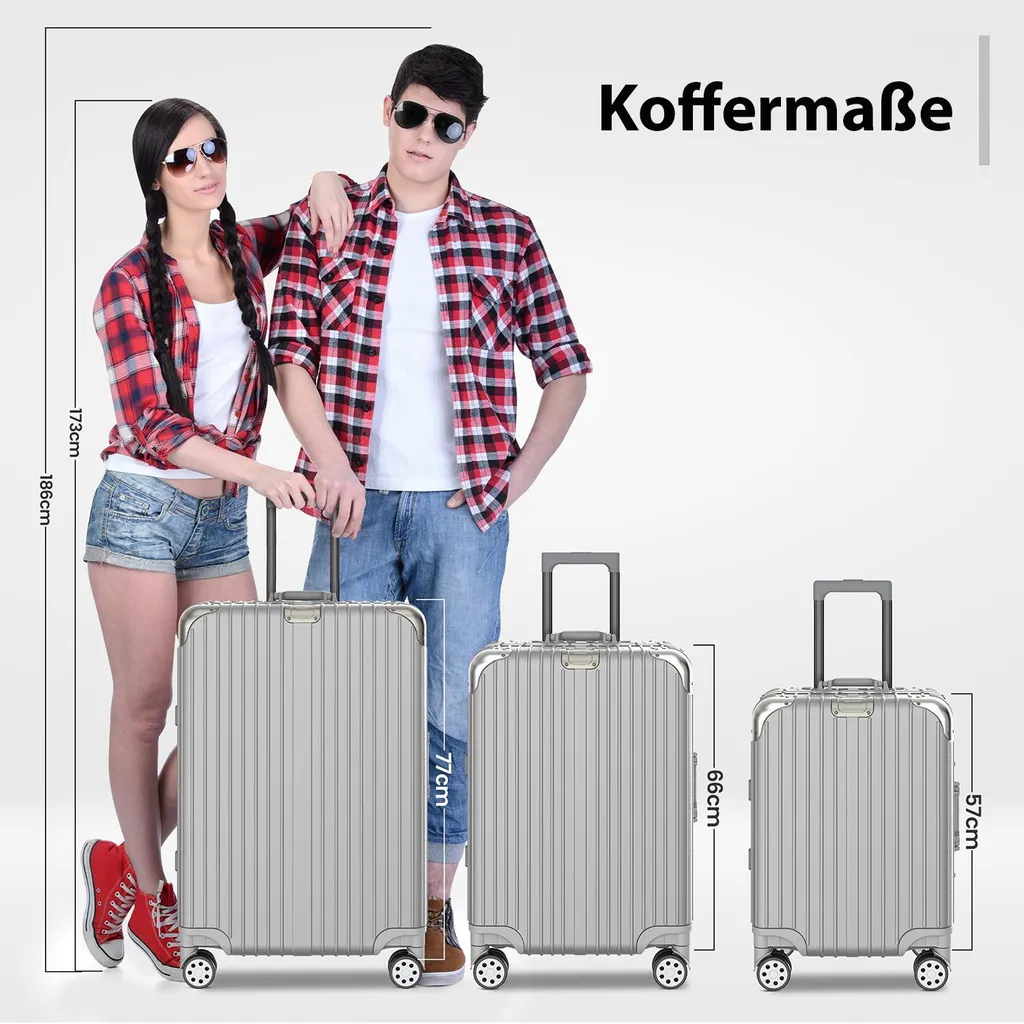 Set de Valises de Voyage AEON Argent S/M Idéal pour Avion et Train TSA - 5