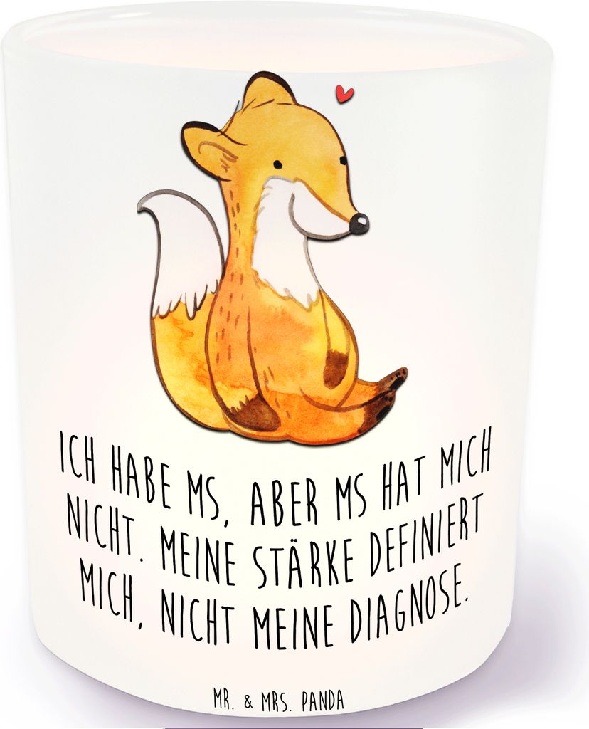 Mr. & Mrs. Panda Kerzenhalter Fuchs Multiple Sklerose - Transparent - Geschenk, Teelichthalter Glas, Empfindungsstörungen, Autoimmunerkrankung, Mu...