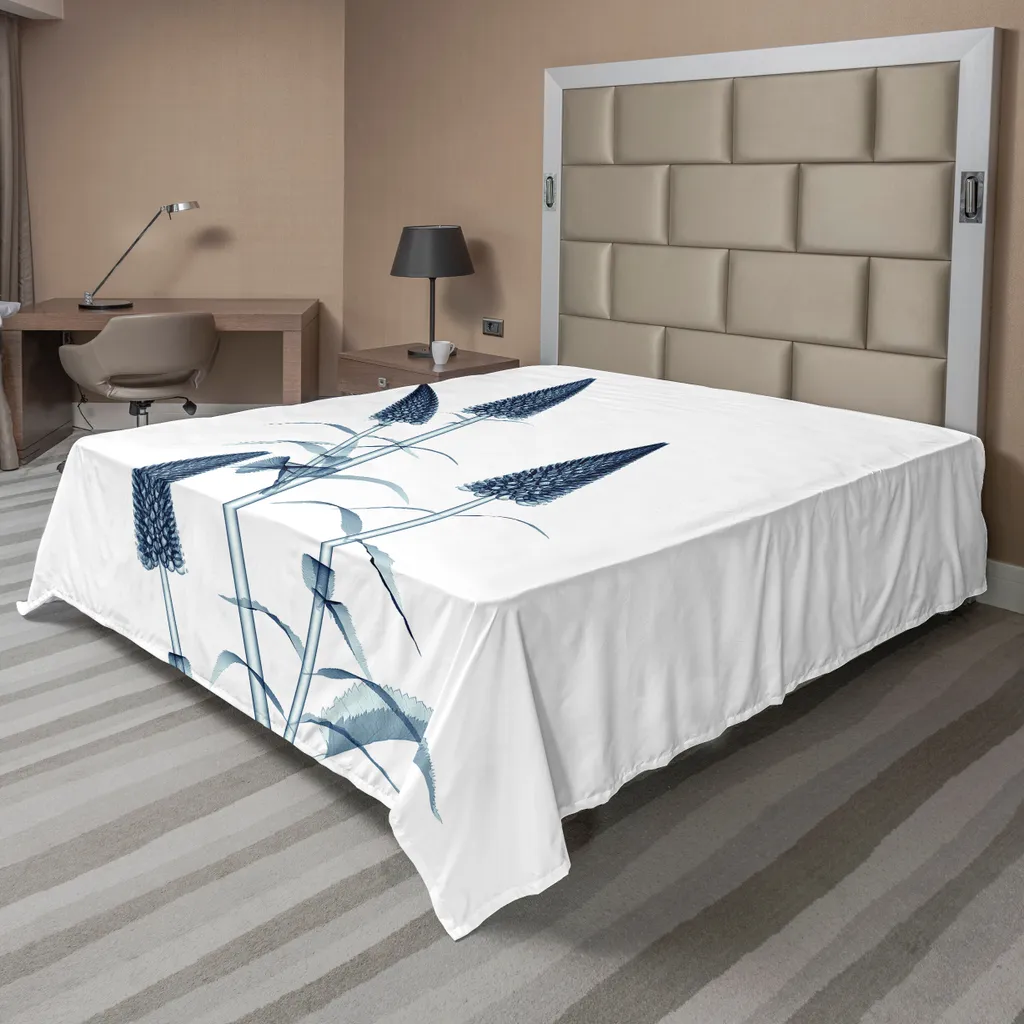 Lenzuolo Top ABAKUHAUS 275x260 Fiori X-Ray - Verde Acqua & Bianco