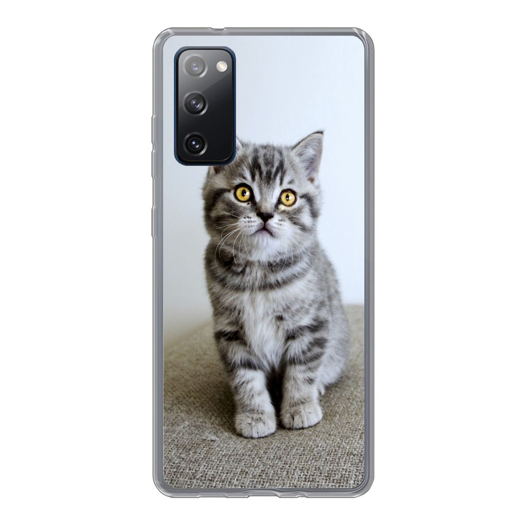 MuchoWow Handyhülle Schutzhülle Hülle für Samsung Galaxy S20 FE Kätzchen - Augen - Gelb - Mädchen - Kinder - Jungen - Kinder Silikon Softca...