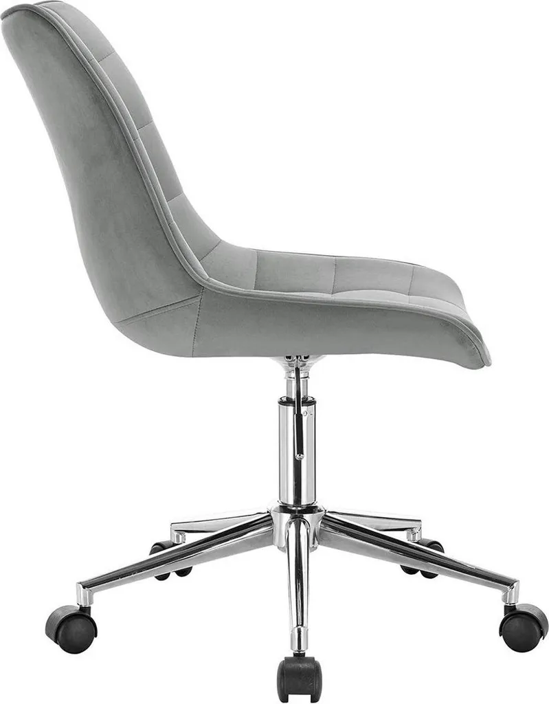Sedia da Scrivania in Velluto Grigio Happyment - Altezza Regolabile - 3
