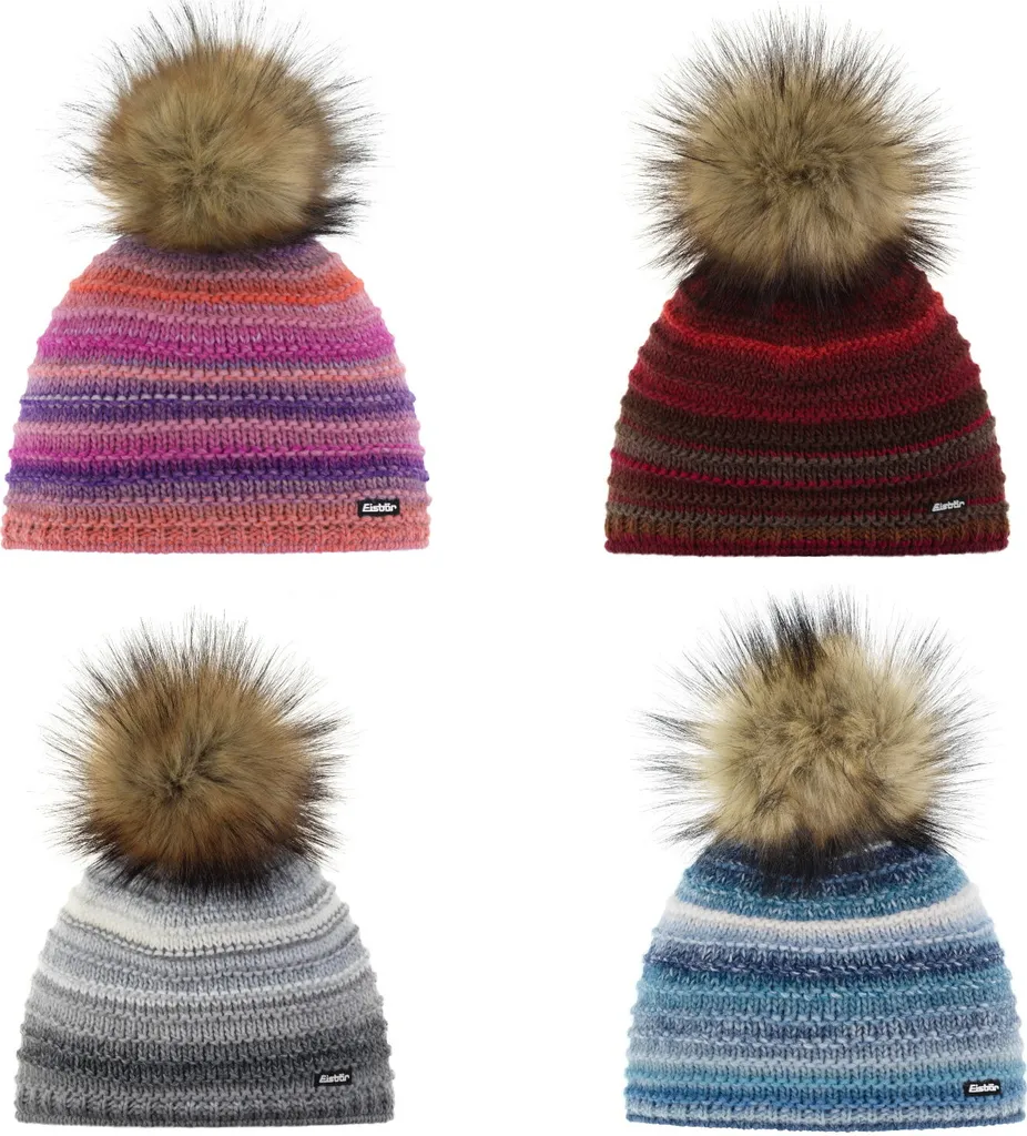 Berretto Eisbär Mikata Lux Grigio Luxury con Pompon Donna - Taglia Unica