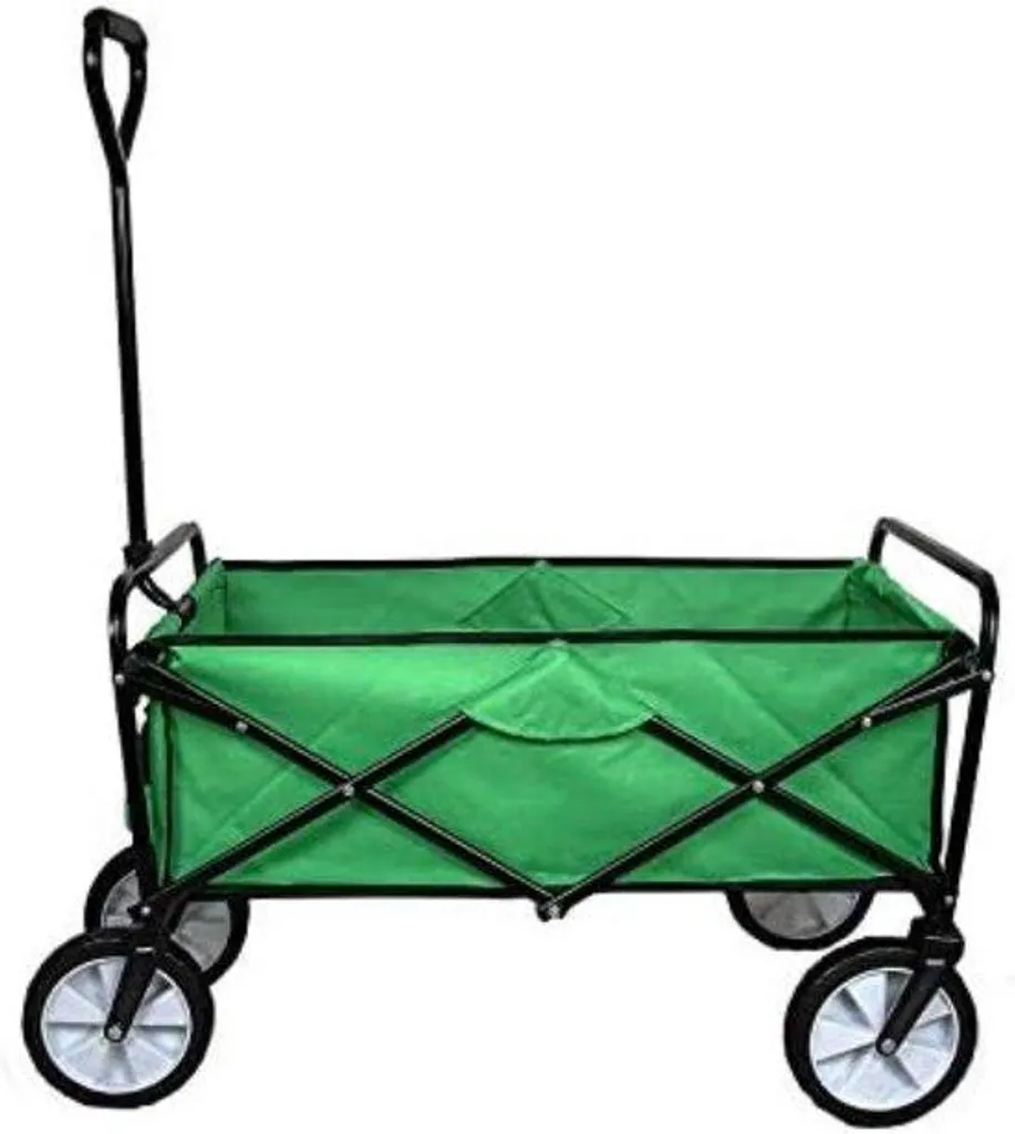 Chariot pliable avec pneus robustes et châssis renforcé en acier noir