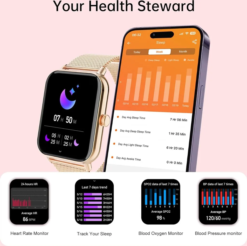 Smartwatch Elegante 1.85" Chiamate Bluetooth e Salute iOS Android - 5
