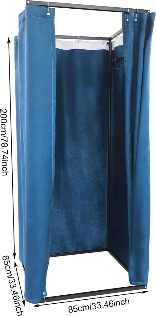 Cabine d'essayage mobile protection visuelle sans perçage bleu foncé