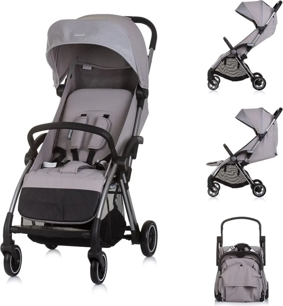 Poussette Grise Illusion Chipolino Suspendue avec Grand Panier Objet