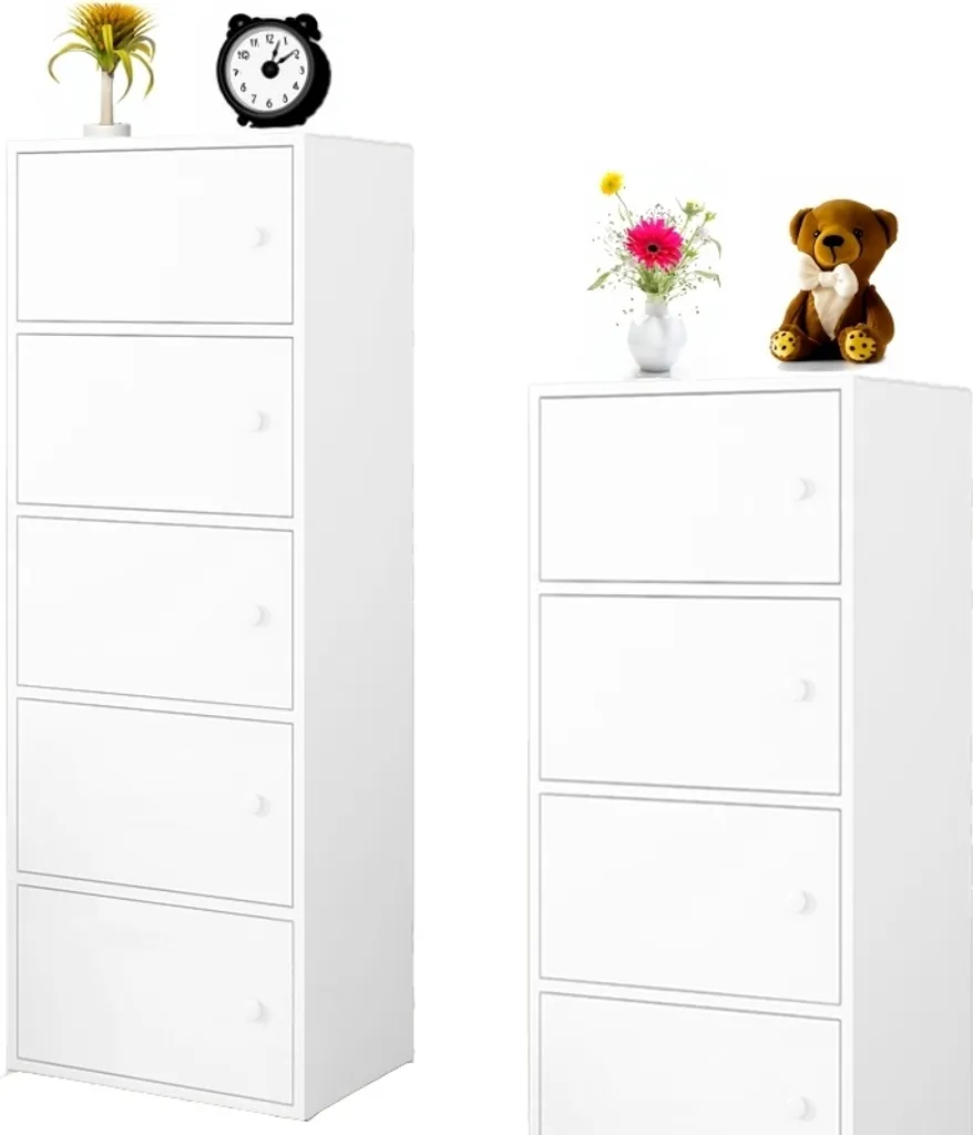 Commode large blanche à 5 étagères de rangement grand format - 9