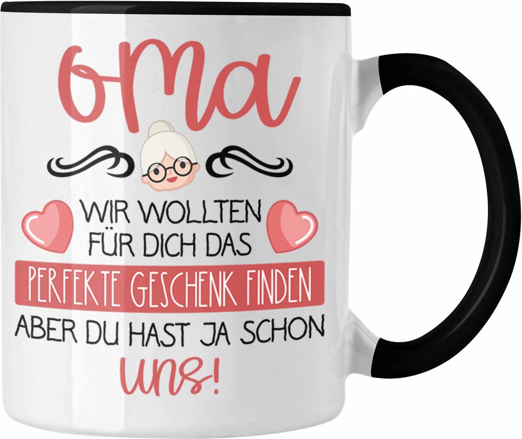 Trendation - Beste Oma Geschenk Tasse Geburtstagsgeschenk Enkel Geschenkideen Lustig Geburtstag (Schwarz)