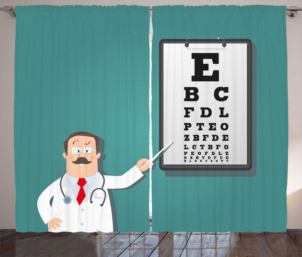 ABAKUHAUS Augendiagramm Rustikaler Gardine, Optiker Doktor Snellen, Schlafzimmer Kräuselband Vorhang mit Schlaufen und Haken, 280 x 225 cm, Dunkle...