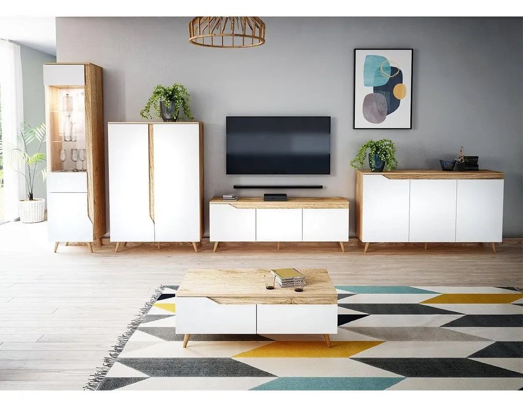 Table Basse de Salon avec Tiroirs Style Scandinave 100cm Modèle Tree - 9