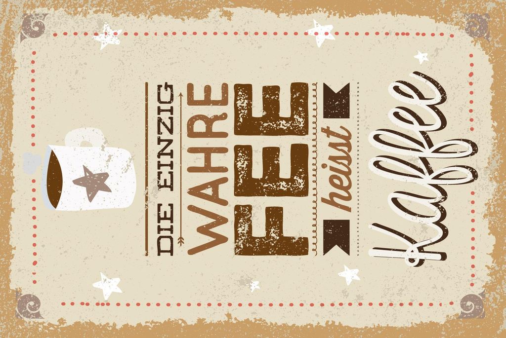 vianmo Blechschild 30x20 cm Die einzig wahre Fee heisst Kaffee
