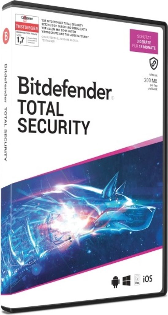 Bitdefender Total Security 3 Geräte / 18Mo DACH Produktbild 
