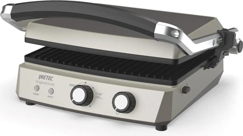 Imetec Griglia&Gusta, Grau, Rechteckig, Drehregler, Feuerrost, 280 x 220 mm, Scharnier