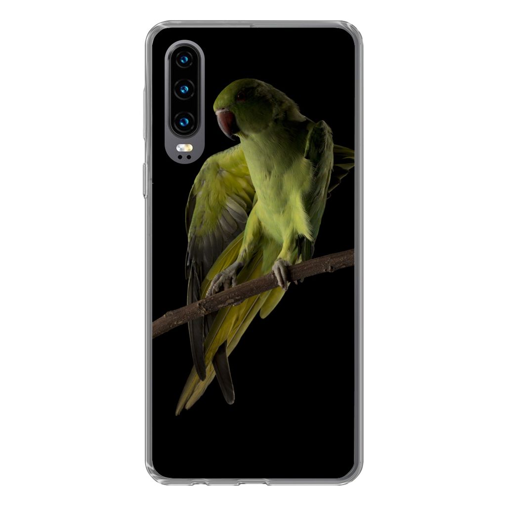 MuchoWow Handyhülle Schutzhülle Hülle für Huawei P30 Papagei - Vogel - Zweig Silikon Softcase Handy Hülle