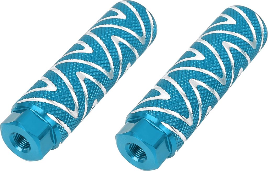 1 Paar Aluminium-Legierung Welle Streifen Achse hinten Fußrasten Fußstützen für BMX MTB Fahrrad Fit 3/8 Zoll 100x28mm Himmelblau