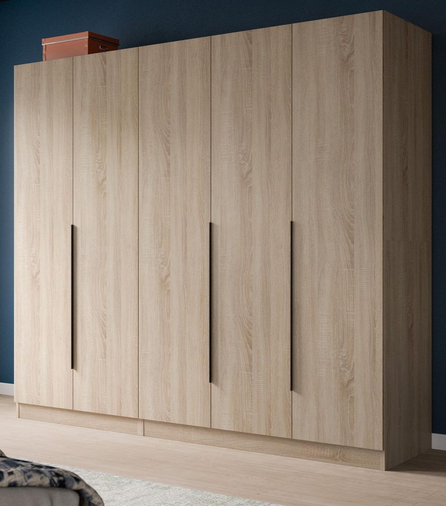 Kleiderschrank "Swan" in Sonoma Eiche Drehtürenschrank 5-türig 200 x 181 cm