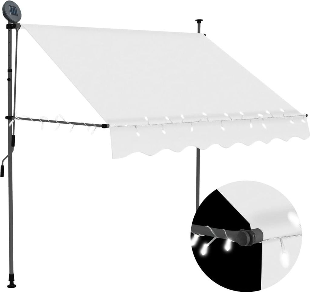 The Living Store Einziehbare Markise Handbetrieben mit LED 150 cm Creme