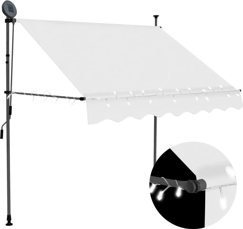 Tenda da Sole 150 cm con LED: Design Moderno Crema per Esterni