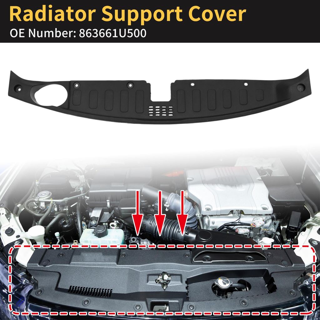 Kühler Halterung Abdeckung für für Kia Sorento 2015-2020 Vordere Oben Kühler Grill Halterung Abdeckung Nr.863661U500 ABS Schwarz