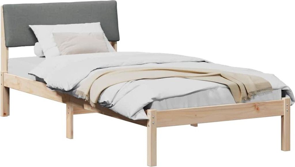 Bettgestell Braun und Dunkelgrau 100 x 200 cm Massivholz Kiefer
