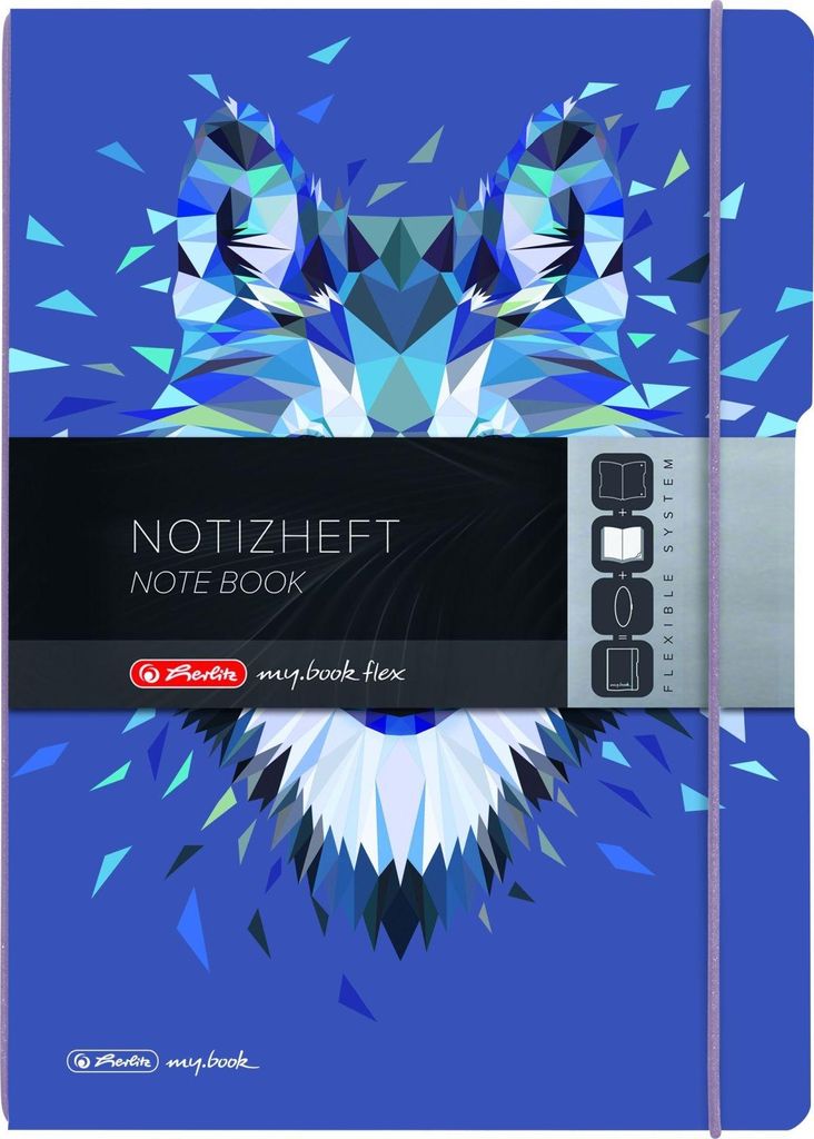 Herlitz Notizheft my.book flex A4 PP 2x 40Bl. kar/lin Wolf Immagine del prodotto 