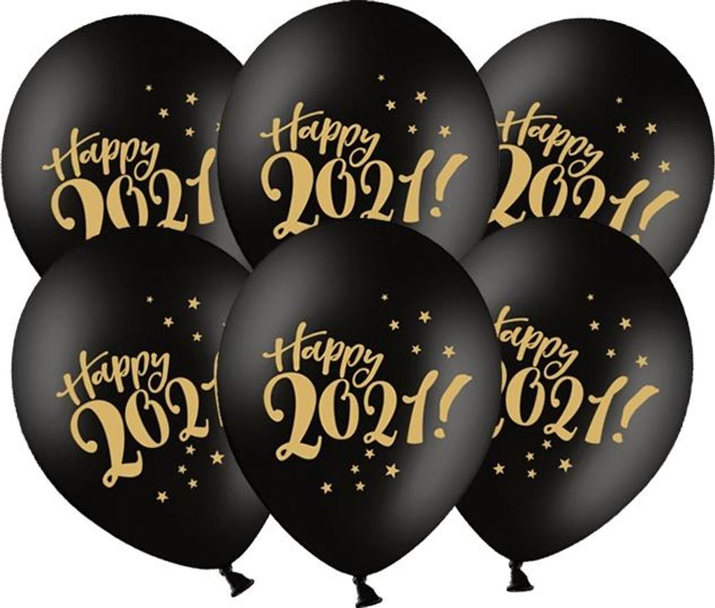 Luftballons 30cm Happy 2021! Pastellschwarz 1 Packung mit 6